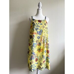 Anthropologie x Vanessa Virginia Yellow Floral Halter Shift Dress Women's 6